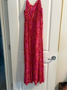 Japna Pink & Red Tropical Beachwear Maxi